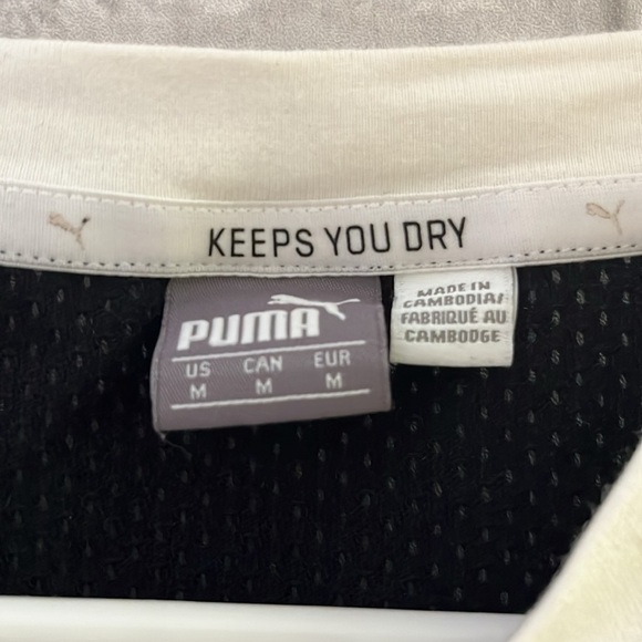 PUMA Womens Ladies Black White Cropped Logo T Shirt Top Size medium Jersey - Picture 3 of 5